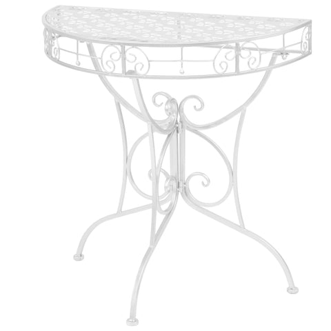 Side Table Vintage Style Half Round Metal 72X36x74 Cm Silver