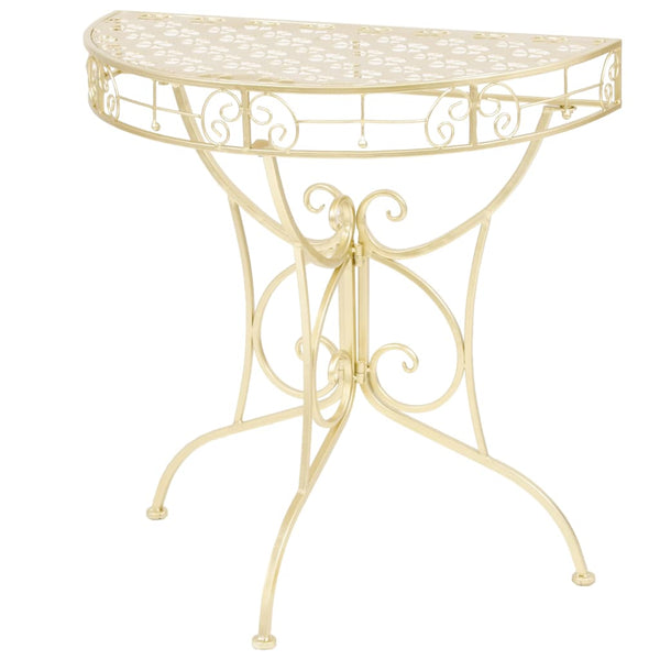 Side Table Vintage Style Half Round Metal 72X36x74 Cm Gold