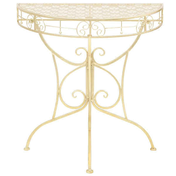 Side Table Vintage Style Half Round Metal 72X36x74 Cm Gold