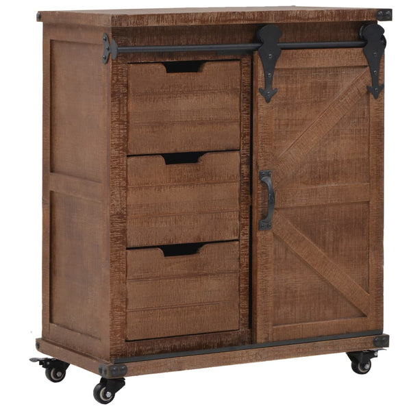 Storage Cabinet Solid Fir Wood 64X33.5X75 Cm Brown