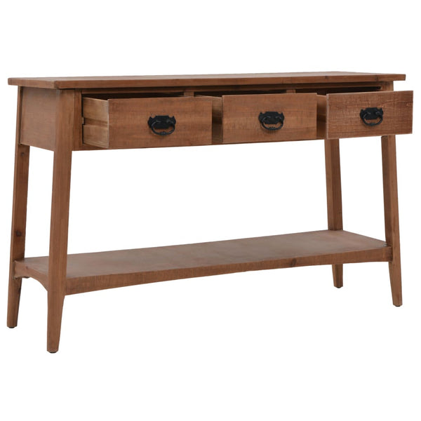 Console Table Solid Fir Wood 126X40x77.5 Cm Brown