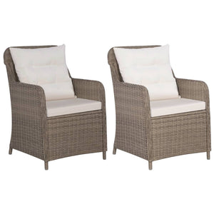 Outdoor Chairs With Cushions 2 Pcs Poly Rattan Brown