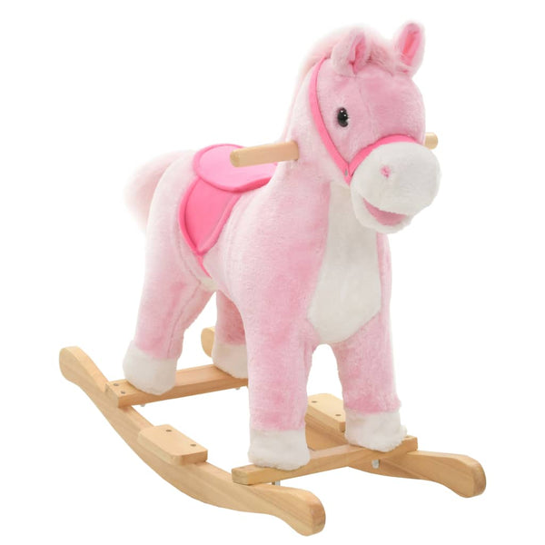 Rocking Animal Horse Plush 65X32x58 Cm Pink