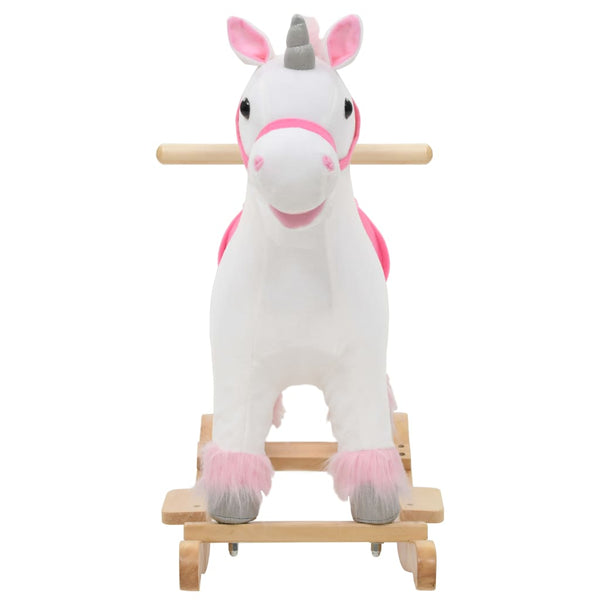 Rocking Animal Plush 65X32x58 Cm White And Pink Plush Toys
