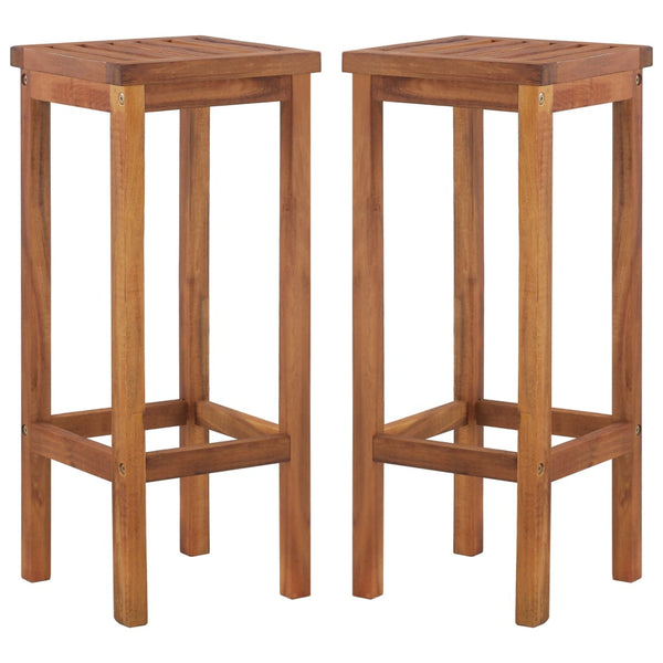 Vidaxl Bar 2 Pcs Solid Acacia Wood Chairs