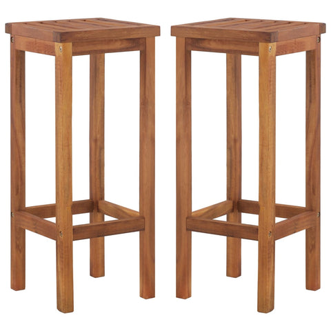 Vidaxl Bar 2 Pcs Solid Acacia Wood Chairs