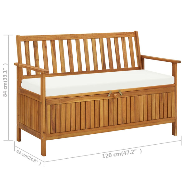 Garden Storage Bench Solid Acacia Wood 120X63x84 Cm Patio Benches