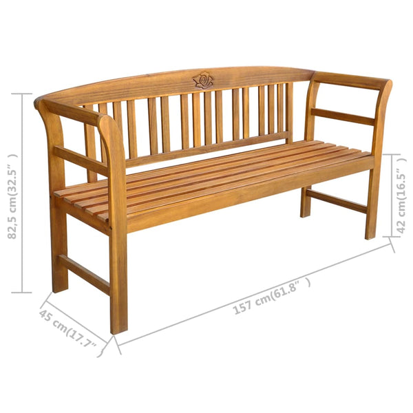Garden Bench 157 Cm Solid Acacia Wood Patio Benches