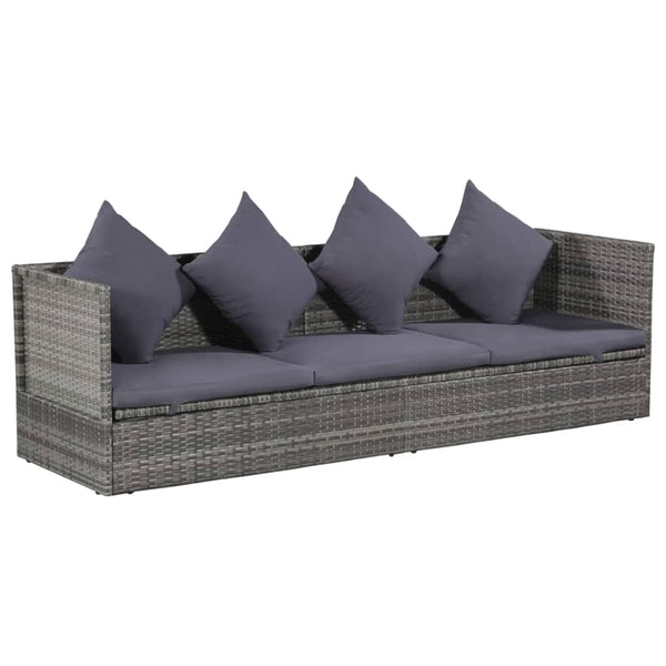 Garden Bed Grey 200X60 Cm Poly Rattan Loungers