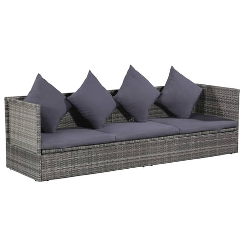Garden Bed Grey 200X60 Cm Poly Rattan Loungers