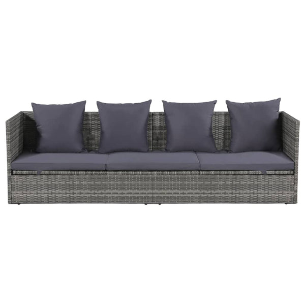 Garden Bed Grey 200X60 Cm Poly Rattan Loungers