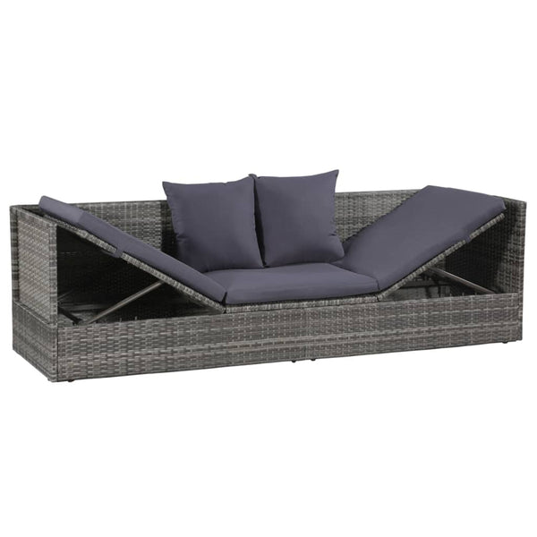 Garden Bed Grey 200X60 Cm Poly Rattan Loungers
