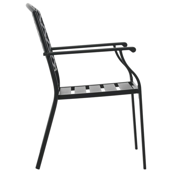 Stackable Outdoor Chairs 2 Pcs Steel Black