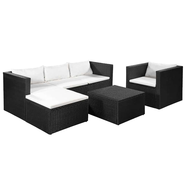 Vidaxl 4 Piece Garden Lounge Set Poly Rattan Black And White Other Patio & Garden Furniture