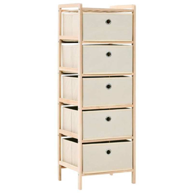 Dressers & Chests of Drawers Storage Rack With 5 Fabric Baskets Cedar Wood Beige