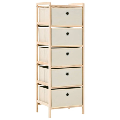 Dressers & Chests of Drawers Storage Rack With 5 Fabric Baskets Cedar Wood Beige