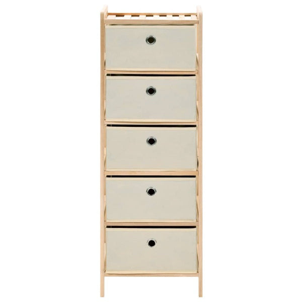 Dressers & Chests of Drawers Storage Rack With 5 Fabric Baskets Cedar Wood Beige