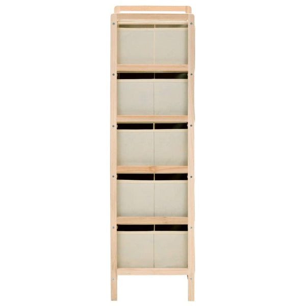 Dressers & Chests of Drawers Storage Rack With 5 Fabric Baskets Cedar Wood Beige