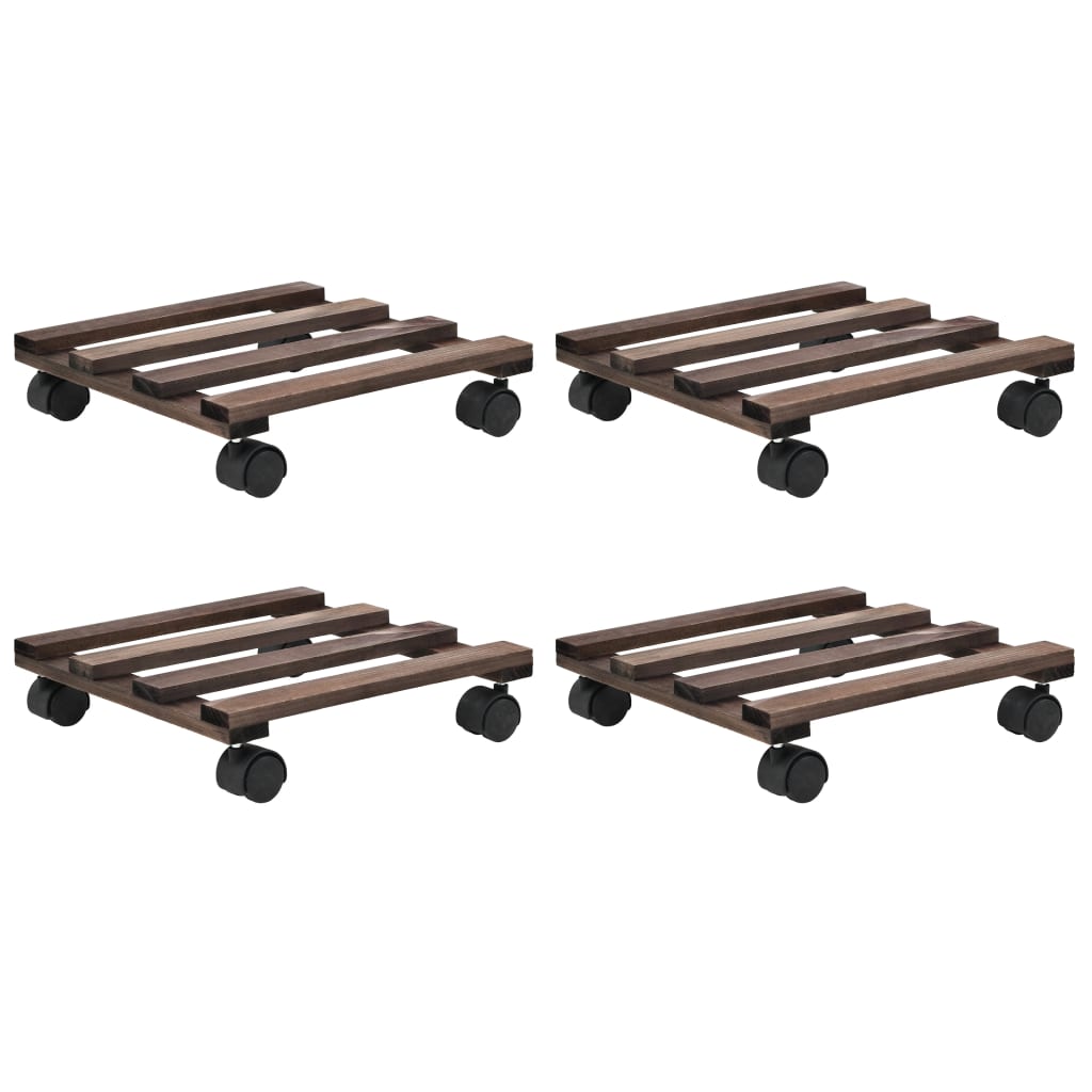 Plant Stands Plant Rollers 4 Pcs Cedar Wood 25X25 Cm