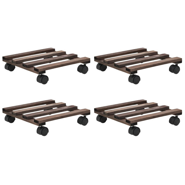 Plant Stands Plant Rollers 4 Pcs Cedar Wood 25X25 Cm