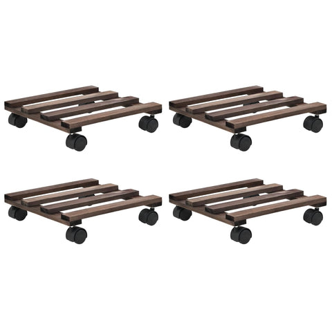 Plant Stands Plant Rollers 4 Pcs Cedar Wood 25X25 Cm