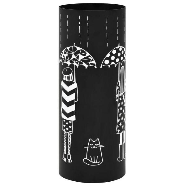 Vidaxl Umbrella Stand Women Steel Black Umbrella Stands