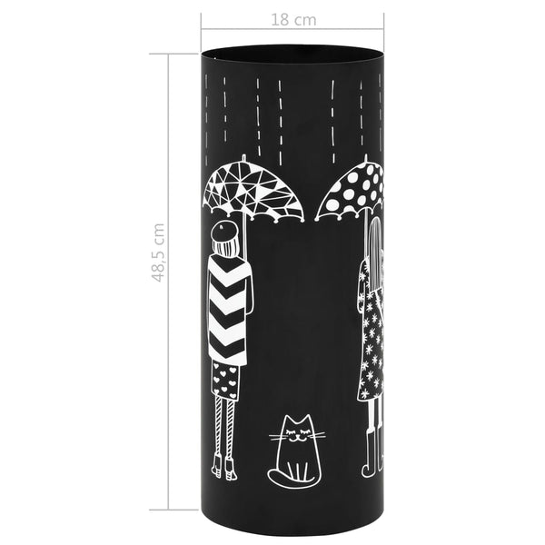 Vidaxl Umbrella Stand Women Steel Black Umbrella Stands
