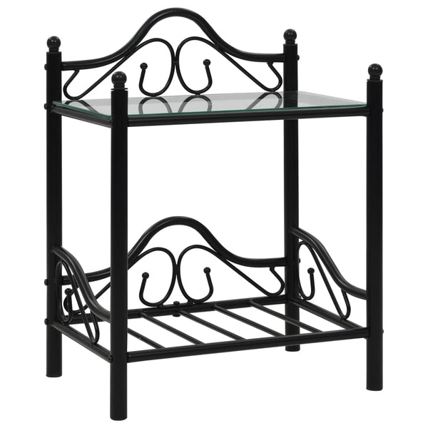 Bedside Tables 2 Pcs Steel And Tempered Glass 45X30.5X60 Cm Black