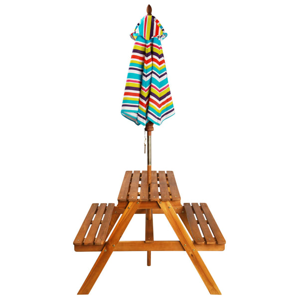 Kids Picnic Table With Parasol 79X90x60 Cm Solid Acacia Wood