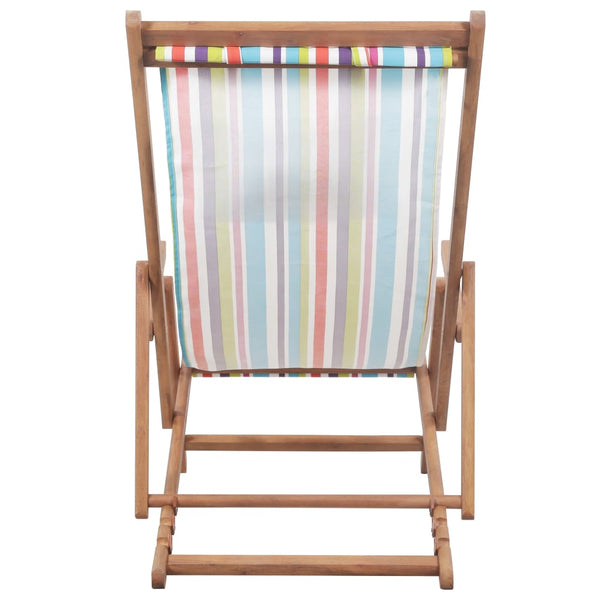 Folding Beach Chair Fabric And Wooden Frame Multicolour