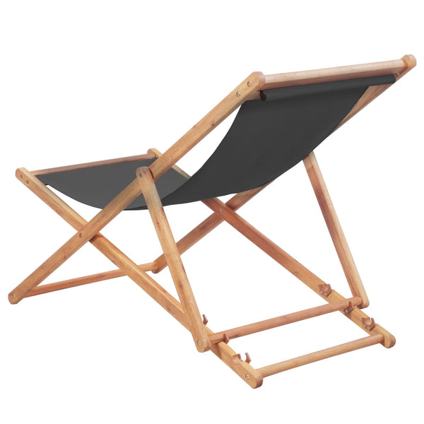 Vidaxl Folding Beach Chair Fabric And Wooden Frame Grey Beach Chairs