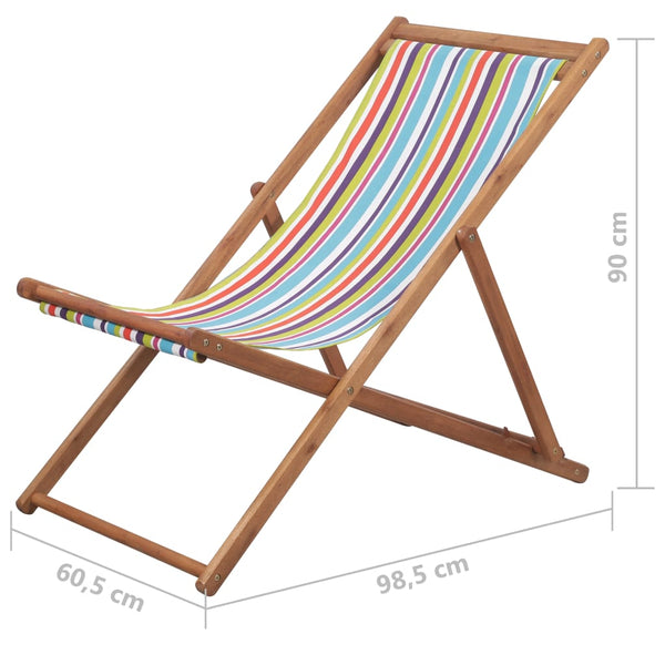 Vidaxl Folding Beach Chair Fabric And Wooden Frame Multicolour Beach Chairs
