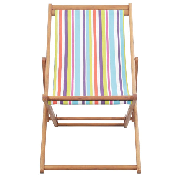 Vidaxl Folding Beach Chair Fabric And Wooden Frame Multicolour Beach Chairs