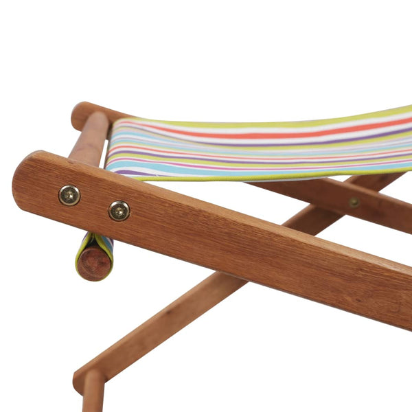 Vidaxl Folding Beach Chair Fabric And Wooden Frame Multicolour Beach Chairs
