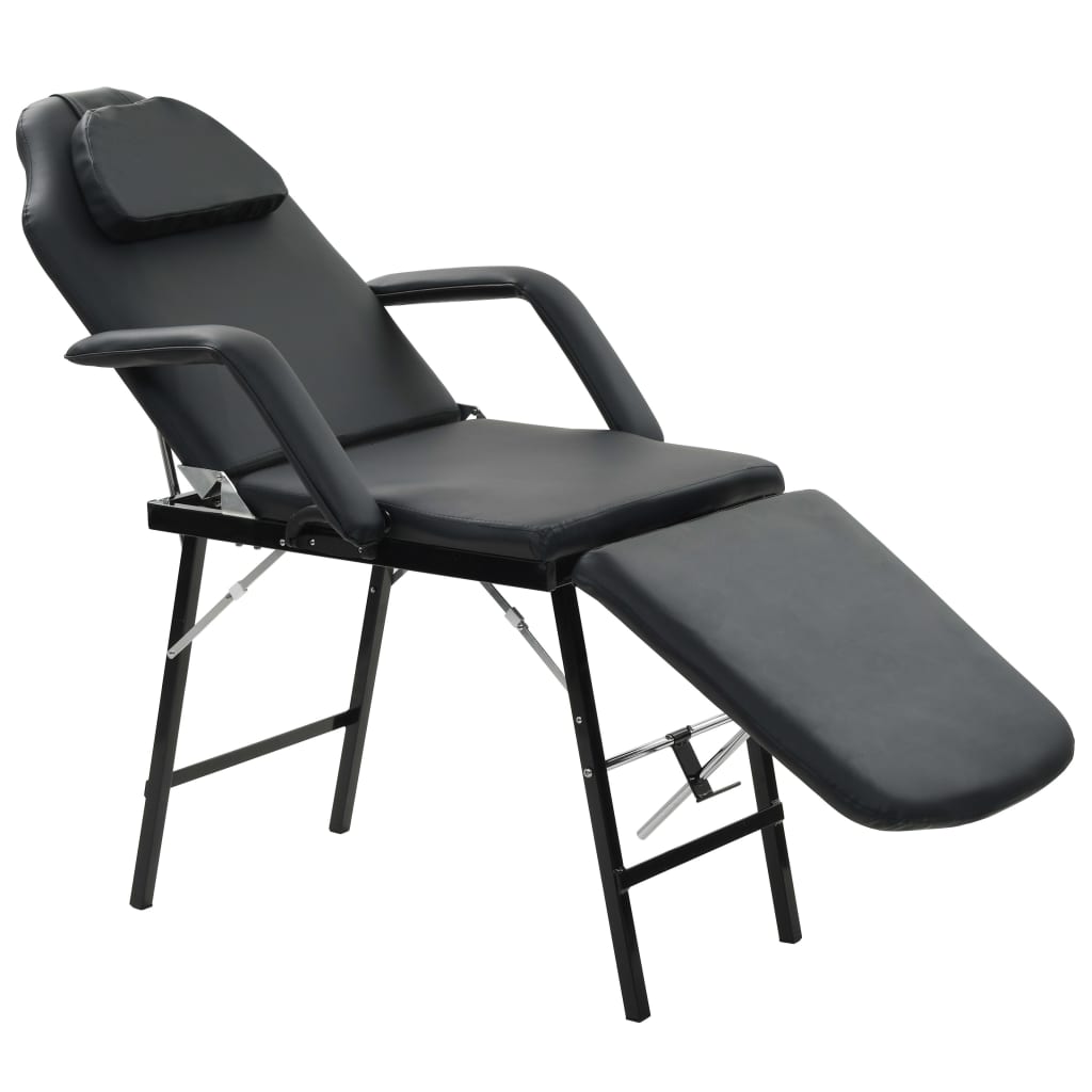 Portable Facial Treatment Chair Faux Leather 185X78x76 Cm Black