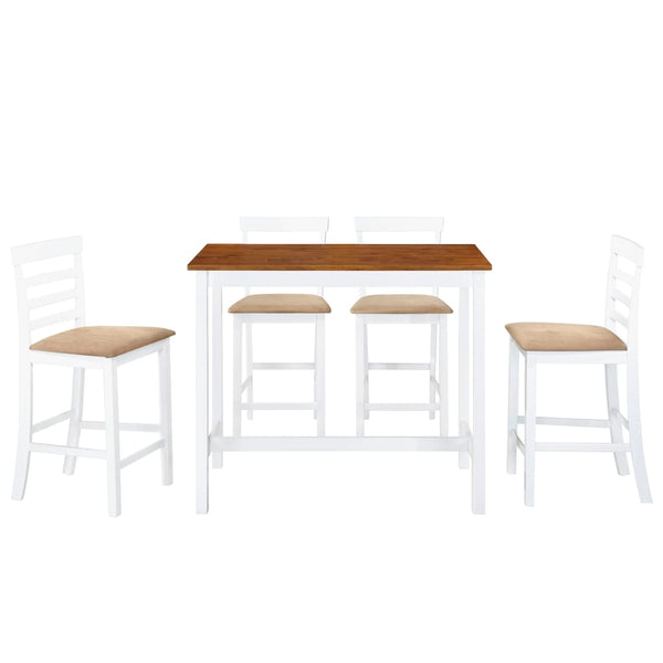Vidaxl Bar Table And Chair Set 5 Pieces Solid Wood Brown White Bar Tables
