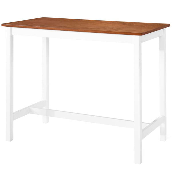Vidaxl Bar Table And Chair Set 5 Pieces Solid Wood Brown White Bar Tables