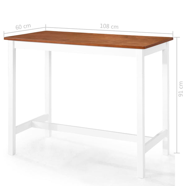 Vidaxl Bar Table And Chair Set 5 Pieces Solid Wood Brown White Bar Tables