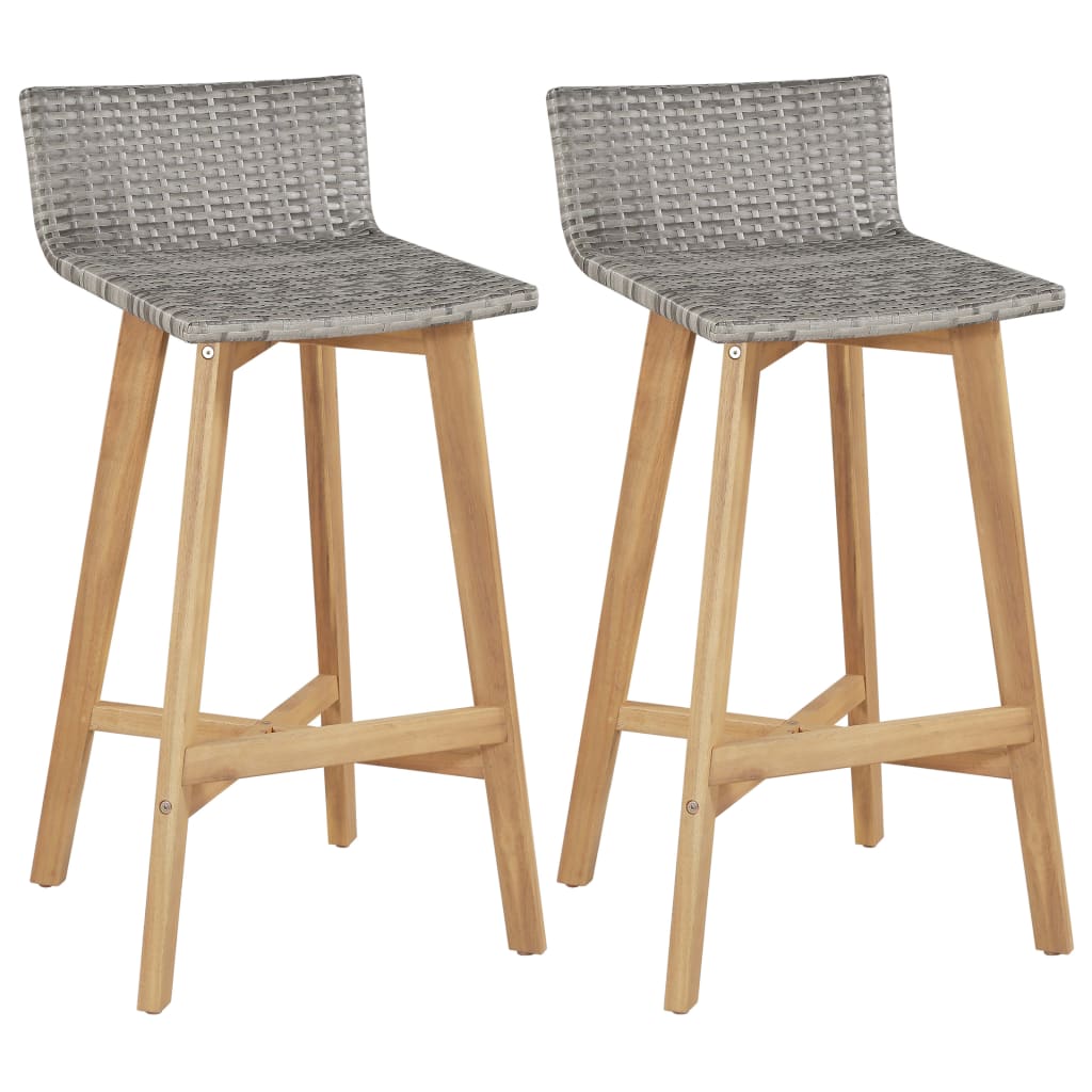 Vidaxl Bar 2 Pcs Solid Acacia Wood Chairs
