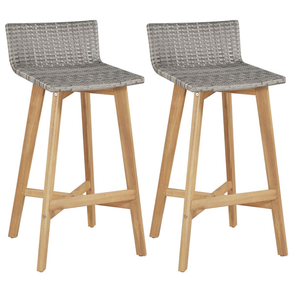 Vidaxl Bar 2 Pcs Solid Acacia Wood Chairs