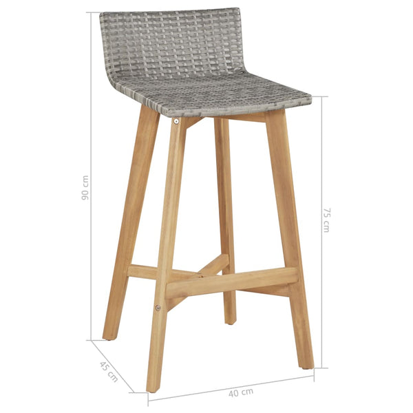 Vidaxl Bar 2 Pcs Solid Acacia Wood Chairs