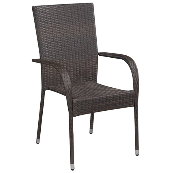 Stackable Outdoor Chairs 2 Pcs Poly Rattan Brown