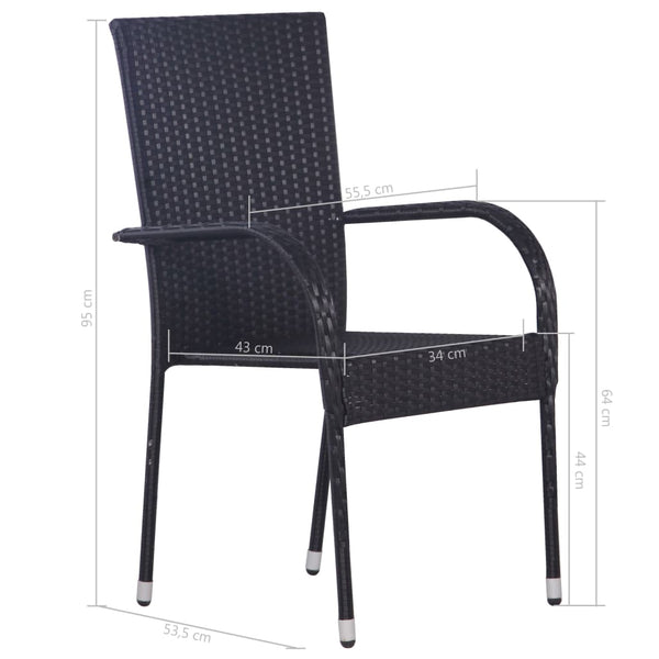 Stackable Outdoor Chairs 2 Pcs Poly Rattan Black