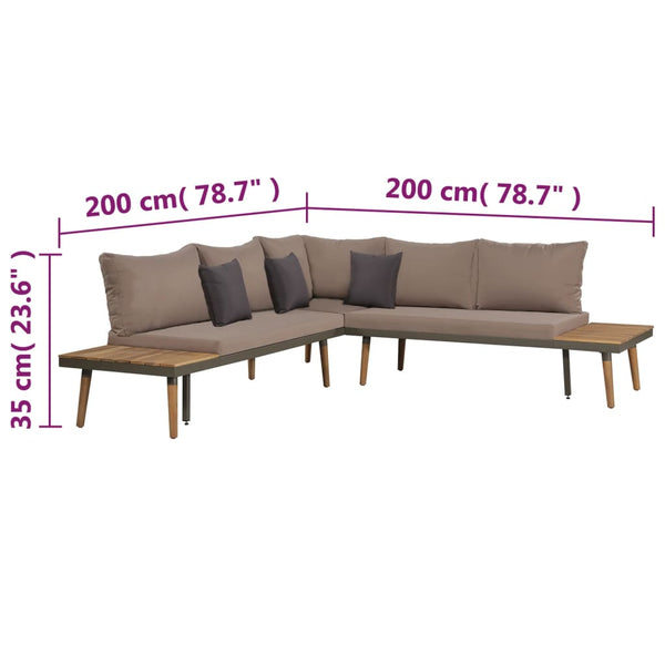 4 Piece Garden Lounge Set With Cushions Solid Acacia Wood Brown