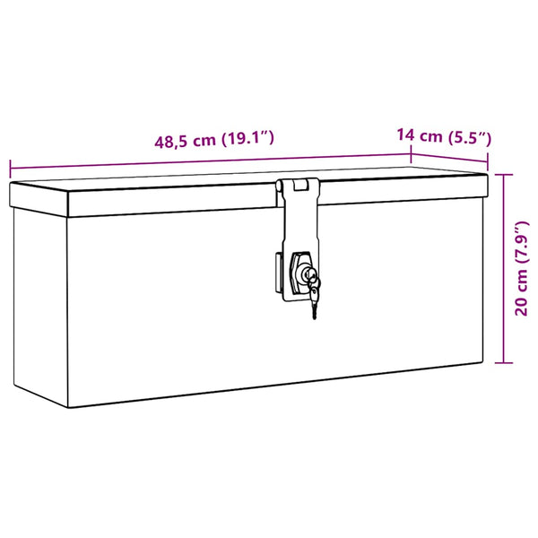 Vidaxl Aluminium Box 48.5X14x20 Cm Silver Tool Boxes