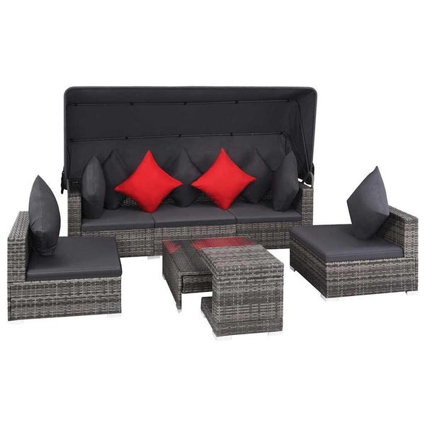 Vidaxl 7 Piece Garden Lounge Set With Cushions Poly Rattan Grey Other Patio & Garden Furniture