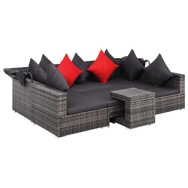 Vidaxl 7 Piece Garden Lounge Set With Cushions Poly Rattan Grey Other Patio & Garden Furniture