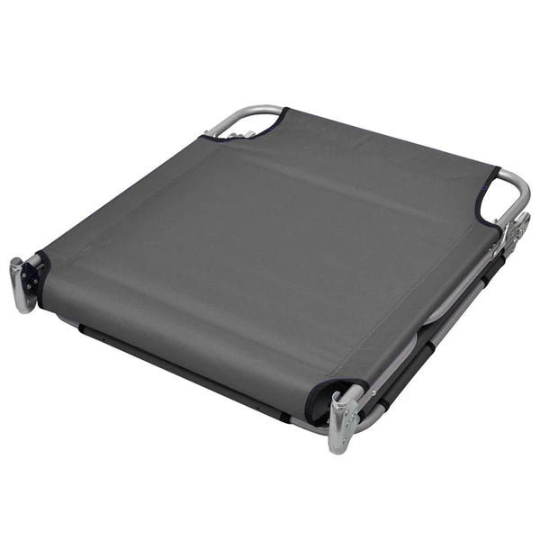 Vidaxl Foldable Sunlounger With Head Cushion Adjustable Backrest Grey Loungers