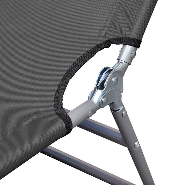 Vidaxl Foldable Sunlounger With Head Cushion Adjustable Backrest Grey Loungers