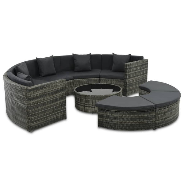 Vidaxl 7 Piece Garden Lounge Set With Cushions Poly Rattan Grey Loungers
